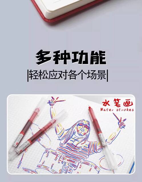 Red Gel Pen with a Full Needle Tip, Red Pen for Teachers to Use for Correcting Homework, Test Papers, and Exams, Quick-Drying Rollerball Pen for Students detail 12