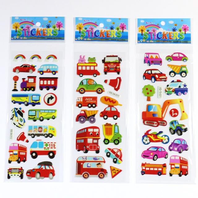 Engineering Vehicle Stickers, Transportation Bubble Stickers, Children's Cartoon Car Three-Dimensional Stickers, Cross-Border Birthday Party Gifts detail 4