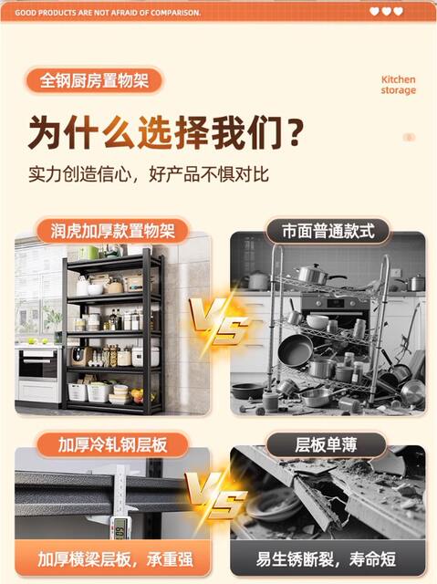 Kitchen Storage Rack Household Floor-Standing Multi-Layer Storage Rack Storage Rack Multi-Functional Microwave Oven Pot Rack Shelf detail 8