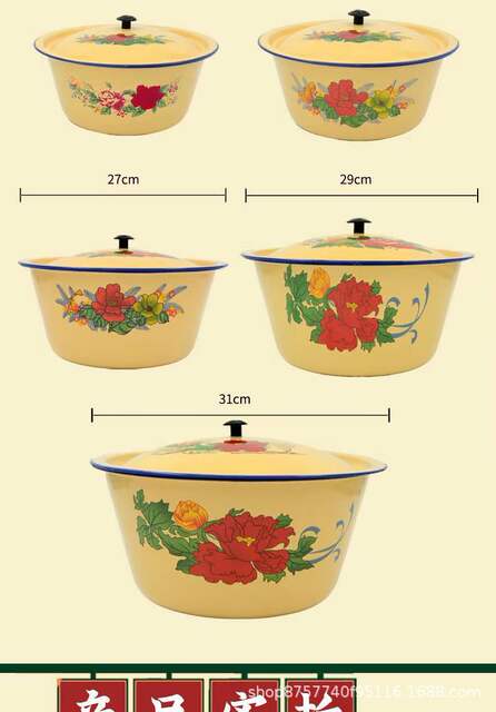 【Non-Toxic】Souvenir Vintage Nostalgic Cake Enamel Bowl Lard Bowl with Lid Enamel Basin Direct Supply from Manufacturer detail 11