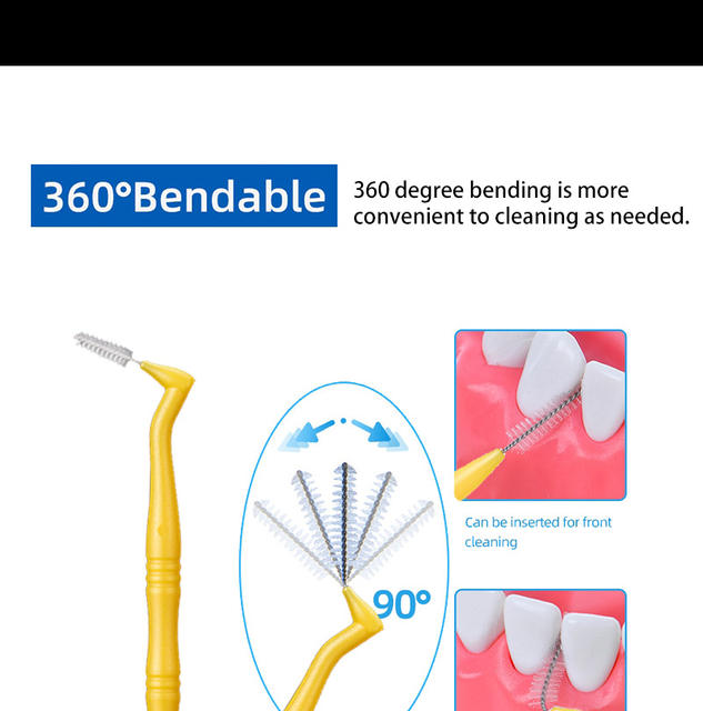 L-Shaped Interdental Brush 10/20/50 Pieces, 7-Shaped Bristles for Deep Cleaning between Teeth, Specialized Soft Bristles for Interdental Gaps detail 3