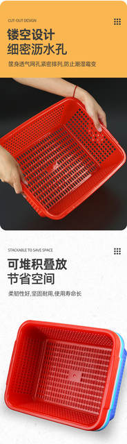 Thickened Rectangular Plastic Draining Basket, White Sorting Basket, Plastic Vegetable Washing Basket, Fruit and Vegetable Basket detail 3