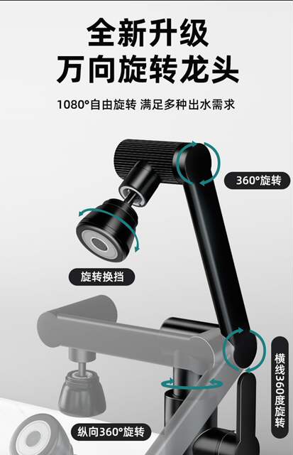 Bring in Wealth and Treasure Cat Faucet Washbasin Faucet Mechanical Arm Universal Rotatable Washbasin Hot and Cold Kitchen Faucet detail 6