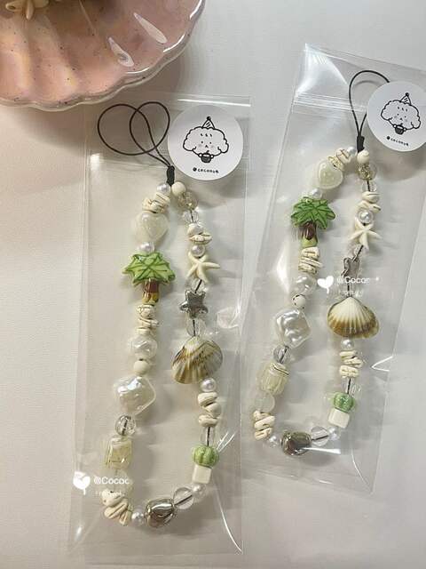 Summer Shell Fresh Phone Charm DIY Beaded Ccd Chain Charm Camera Lanyard Wrist Strap detail 1