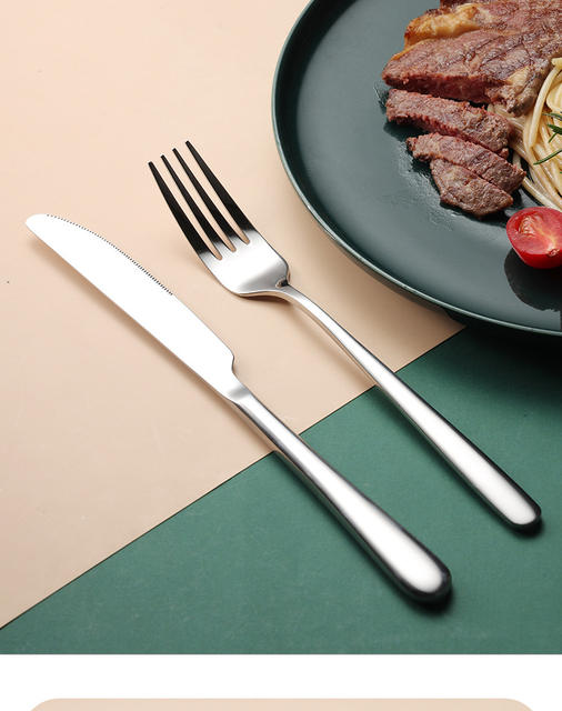 Western Tableware Steak Knife Set Table Fork and Knife Set Household Fork Stainless Steel Knife and Fork Gift Box detail 7