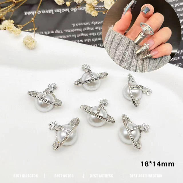 Nail Art Accessories in the Same Style as Empress Dowager Cixi: Saturn Pearl Cross Plated Nail Pearl Rhinestone Nail Art Accessories Hot-Selling Item detail 11