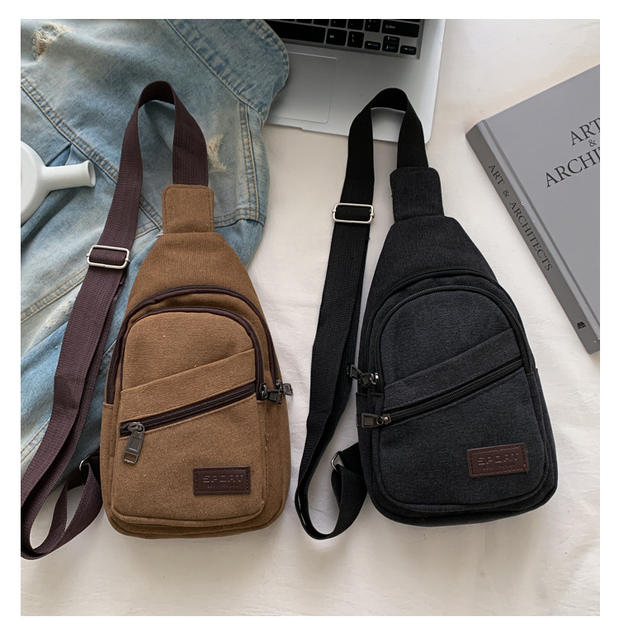 Simple Washed Canvas Chest Bag, Unisex, Lightweight Cycling Crossbody Bag, Multifunctional Men's Shoulder Bag, Large Capacity detail 10