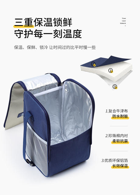 Lunch Box Bag Square Large Opening Insulation Bag to Bring Rice to Work Handbag Aluminum Foil Thickeneded Insulation Bag Student Lunch Bag detail 3