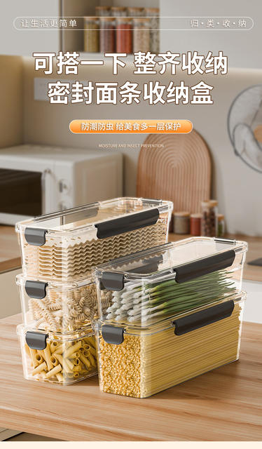 Noodle Storage Box, Sealed Storage Jar, Noodle Bucket Storage Tube, Grain Storage Sealed Jar Box, Highly Transparent detail 1