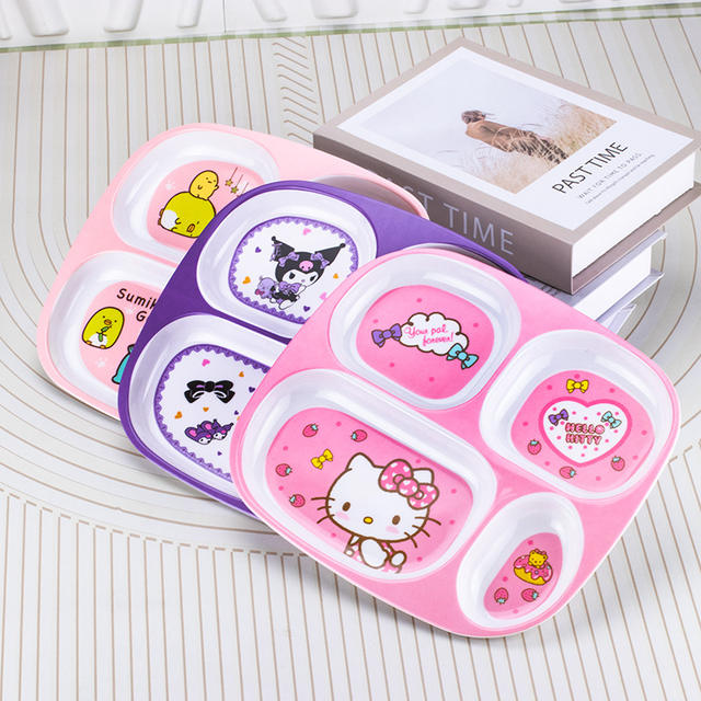 Children's Dinner Plate Separated Fruit Plate melamine Drop-resistant Tableware Set Cartoon Cute Kindergarten Baby Dining Plate detail 7