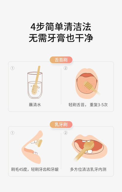 Children's Food Grade Silicone Baby Toothbrush One-piece Boiled Baby's deciduous teeth Tongue Coating Cleaning 3-piece Set detail 9