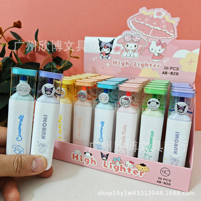 Sanrio Cartoon Highlighter Pens for Elementary School Students, High-Quality Cute Watercolor Pens for Marking Lines and Highlighting Graffiti detail 2