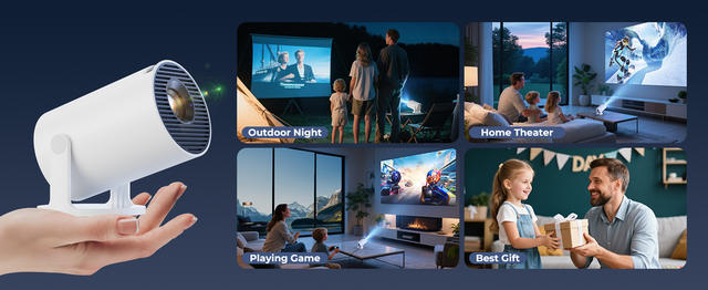 Cross-Border Popular Hy300Pro Barrel Projector for Home Use Android 11 Bluetooth 4K High-Definition Portable Projector Factory detail 8