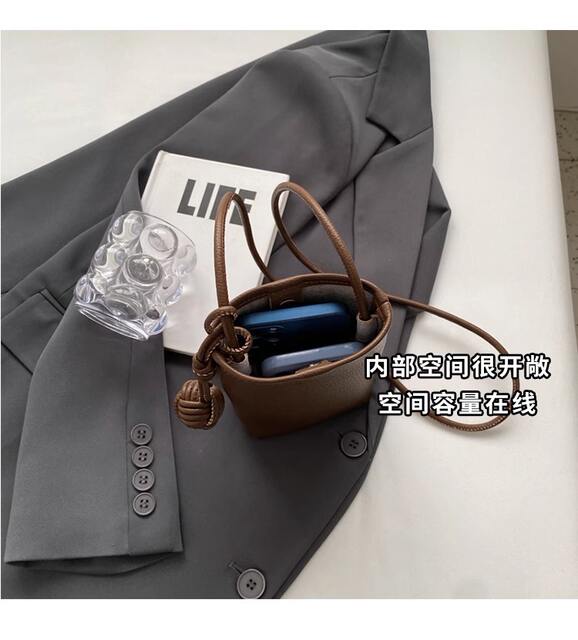 Versatile Literary and Artistic Small Fresh Small Ball Pendant Super Popular Crossbody Mobile Phone Bag Soft Leather Cute Mini Small Bag for Women detail 8