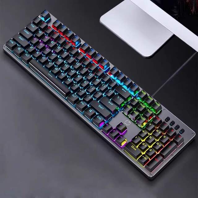 Hp Gk100F Mechanical Keyboard 104 Keys Wired Gaming Keyboard for Laptops and Desktops Lol Blue Switch detail 4