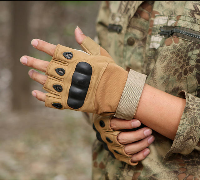 Half-Finger Tactical Gloves for Men, Training, Fighting, Cycling, Motorcycle, Outdoor Safety Protection, Shock-Absorbing Camouflage Gloves detail 11