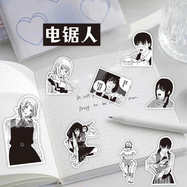 Riman Journal stickers electric saw people's peripheral chain saw people's electric battery Pawa little red maqima diary book black and white stickers detail 8