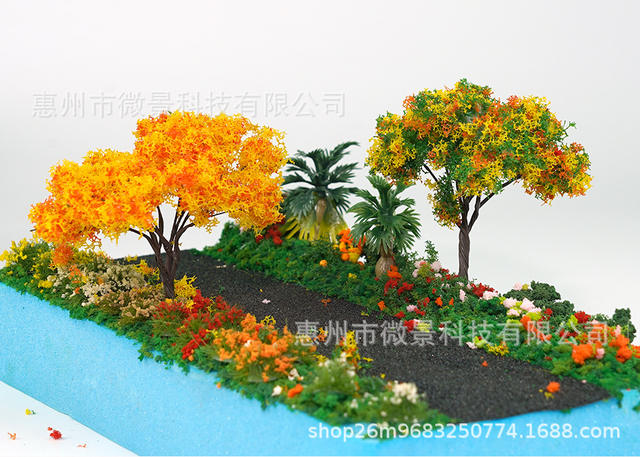 Building model pollen garden low jungle tree powder military sand table scene model diy hand account material cherry blossom detail 12