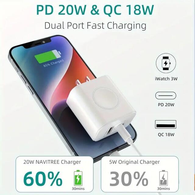 Suitable for Apple Watch Wireless Charger iWatch Magnetic Charging a Port C Port iPhone Mobile Phone Dp Fast Charging Head detail 2
