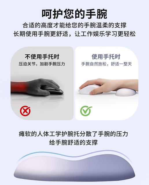 Mouse Silicone Wrist Rest, Comfortable Mouse Pad, Keyboard Wrist Support, Small Wrist Rest, Office Silicone Wrist Pad, Non-Slip detail 2