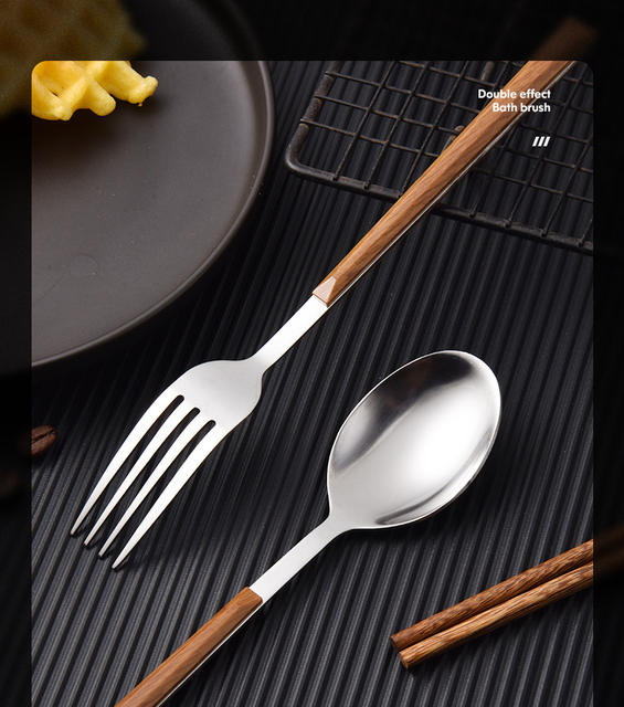 Stainless steel fork chopsticks spoon portable tableware suit student outdoor tableware Three-Piece Gift printing logo detail 6