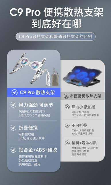 Cross-Border Hot-Selling Laptop Cooler Laptop Cooling Stand Dual-Turbo Cooler Computer Cooling Stand detail 4