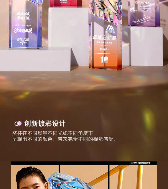 New Crystal Trophy, Creative and High-End Design, Outstanding Employee Award, Company Annual Meeting Award, Honor Commemorative Prize detail 2