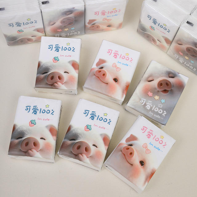 Cartoon Patterned Tissue Packs, Small Pocket Tissues for Students, 9-Pack, 3-Layer Thickened Facial Tissues