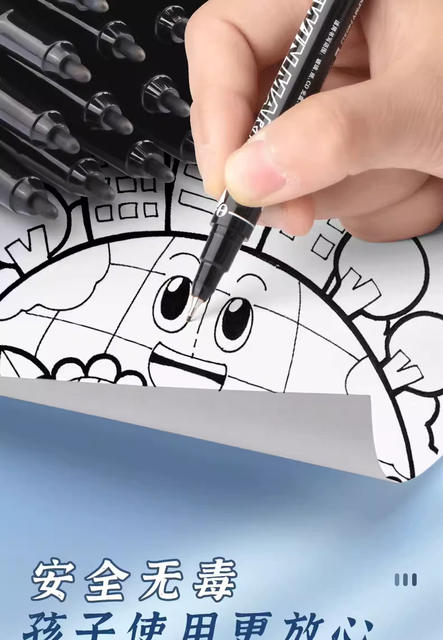 Morning Mg Light Mv7403 Small Double-Headed Marker Pen Oil-Based Outline Pen for Students and Children's Art Graffiti Oil-Based Pen detail 3
