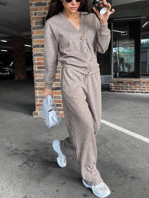 2024 autumn and winter new European and American cross-border Amazon independent station best selling casual sports suit cardigan top women's clothing detail 4