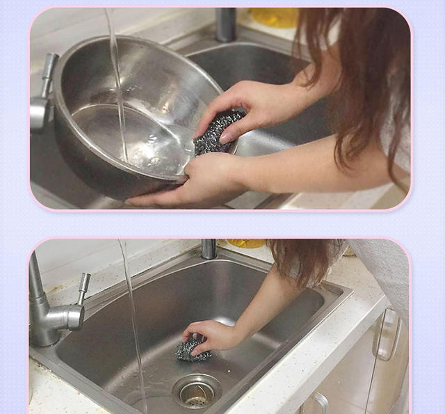 Miaojie Metal Steel Wire Ball Cleaning Ball Dishwashing Pot Stainless Steel Decontamination Not Easy to Fall Off Wire Wire Ball Does Not Rust detail 4