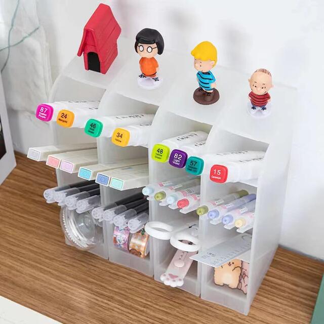 Z pen holder oblique multi-functional plastic office storage desktop finishing pen holder rectangular standing pen holder detail 3