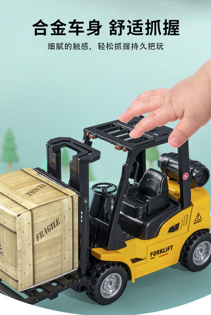 Engineering Vehicle Children's Toy Forklift Boy Alloy Toy Car Simulation Mini Pull-Back Toy Construction Engineering Forklift detail 6