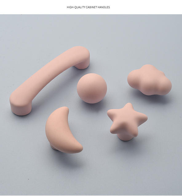 Matte Color Star Cloud Handle Modern Cartoon Children's Room Wardrobe Door Cute Home Anti-Collision Door Handle detail 10