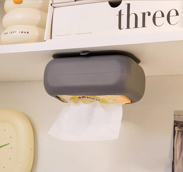 Creative wall-mounted silicone tissue box non-perforated adsorption toilet living room paper soft box suction cup tissue box detail 8