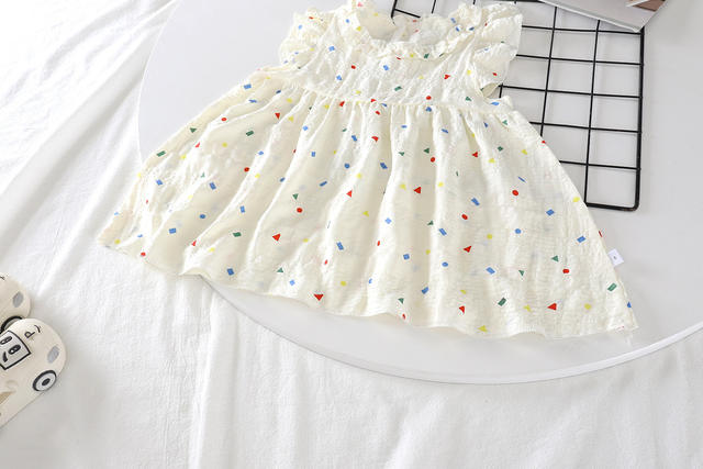 Summer New Dress for Girls, Cloud Cotton, Small Flying Sleeves, Sweet Dress, Stylish Floral Dress detail 11