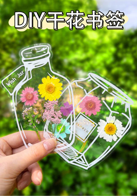 Dried Flower Bookmarks, Handmade DIY Materials, Autumn Childhood Collection Book in Bottles, Transparent Leaf Specimen Plastic Film detail 2