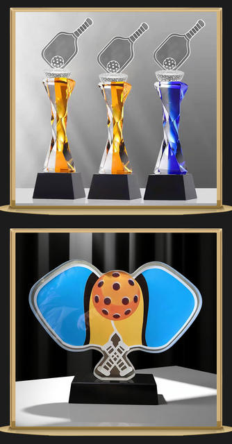 Cross-Border Award Pickleball Crystal Trophy Pickleball Crystal Trophy Medal Sports Pickleball Competition Cup detail 7