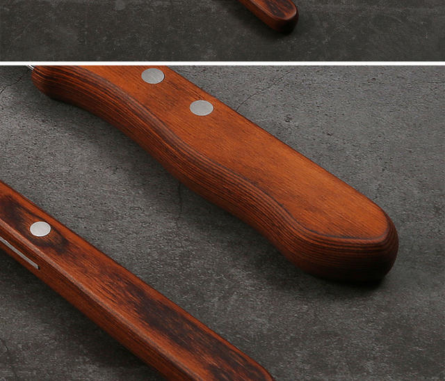 In-Stock Western-Style Knife and Fork Stainless Steel Cutlery Set Brazilian Steak Knife with Colorful Wooden Handle Steak Knife and Fork Cross-Border detail 3
