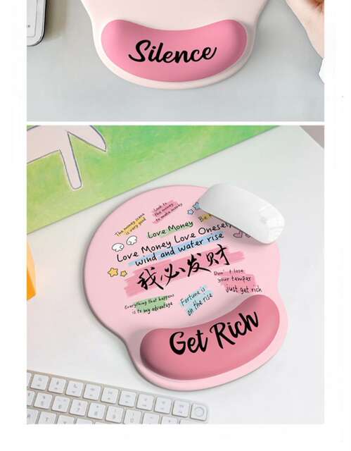 2025 New Creative Text Wrist Rest Mouse Pad for Women, Non-Slip Hand Rest, Office Laptop Keyboard Desk Pad for Men detail 11