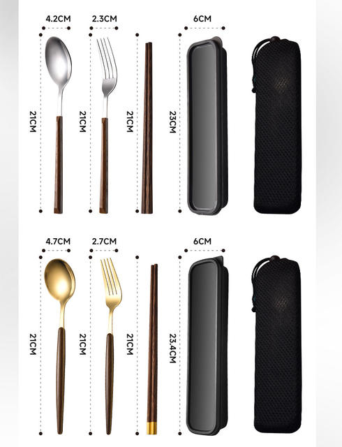 Stainless steel fork chopsticks spoon portable tableware suit student outdoor tableware Three-Piece Gift printing logo detail 3