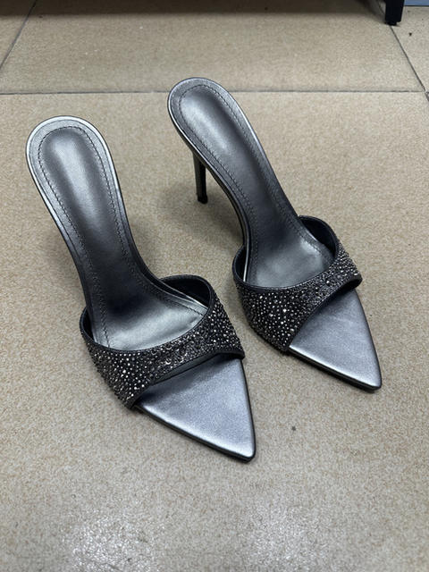 2026 Pointed Toe Open-Toe Stiletto Slip-On Women's Luxury Sexy Rhinestone High Heels European and American Style Super High Heels detail 7