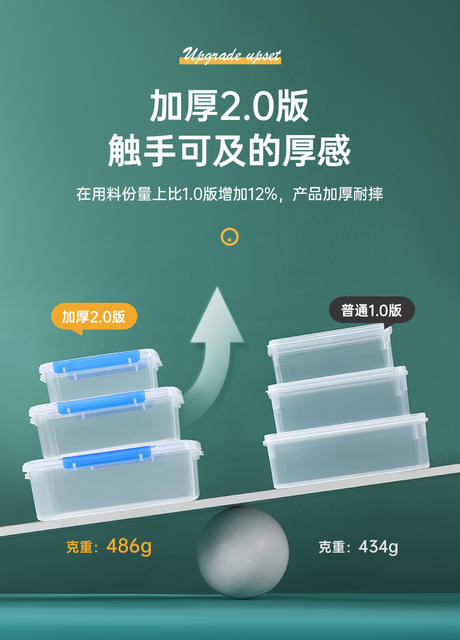 Crisper Box Rectangular Food Grade Thickened Transparent Plastic Sealed Box Refrigerator Storage Box Large Capacity Commercial with Lid detail 9