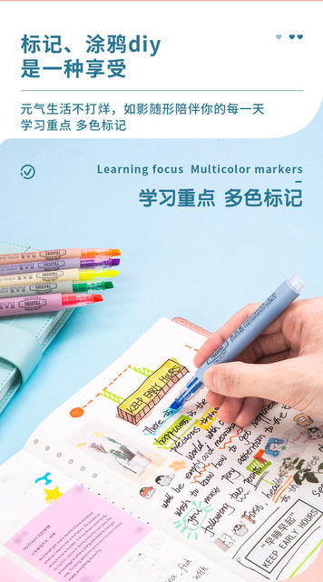 Deli Highlighter Fluorescent Marker Student Marker Color Stroke Key Hand Account Special Pen Multicolor Department detail 11