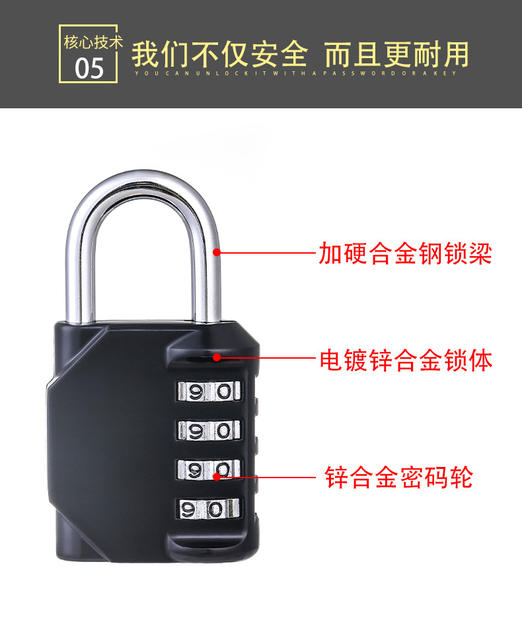 Open padlock 4-digit password anti-theft lock gym small Lock Master padlock key password padlock cabinet luggage detail 9