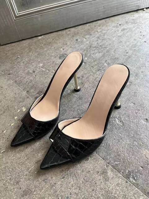 Snake Pattern Pointed Toe High Heel Sandals Women's European and American Cross-border Fashion Thin Heel Sandals Heels slippers detail 7