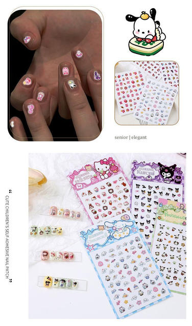 Baby Girl Cartoon Nail Stickers 5D Luminous Nail Stickers for Girls Princess Fluorescent Self-Adhesive Nail Stickers for Little Girls detail 12