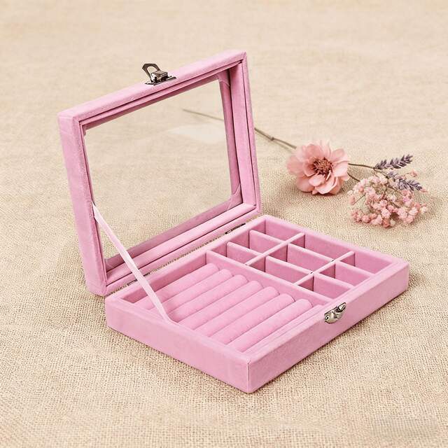 Cross-Border Popular Jewelry Box with High-Looking Transparent Cover Jewelry Earrings Earrings Ring Necklace Pearl Jewelry Storage Box detail 3