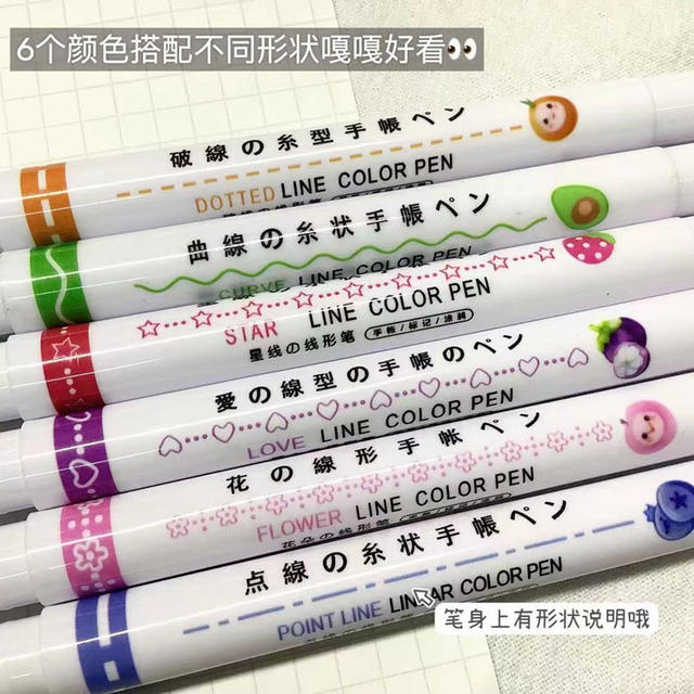 Highlighter pattern outline pen curve pen hand-written newspaper color journal pen fine wave marking pen student marking pen detail 1
