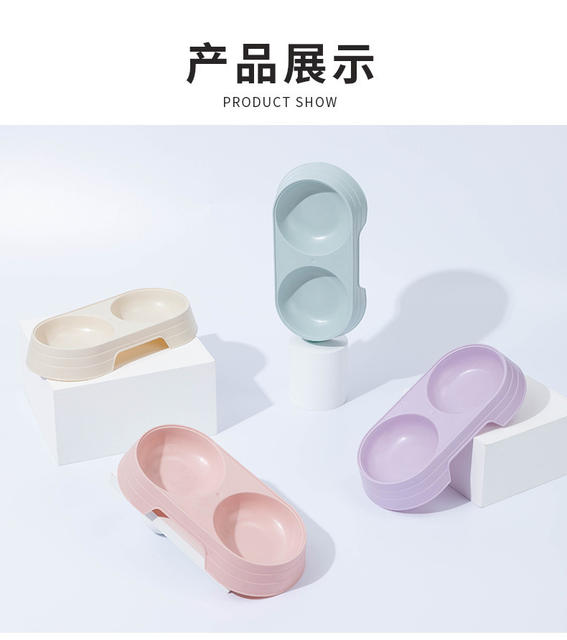 Dual-purpose Double Bowl Dog Bowl Cat Bowl Pet Bowl Pet Divided Drinking Water Feeding Cat Pet Supplies Popular Wholesale detail 6